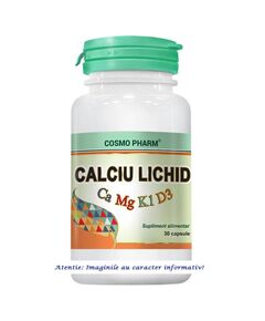 Calciu Lichid Ca Mg K1 D3 30 capsule CosmoPharm, image 