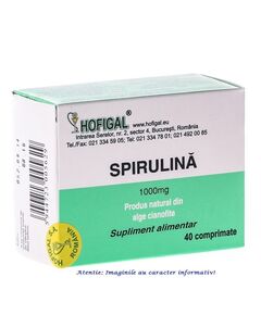 Spirulina 1000 mg 40 comprimate Hofigal, image 