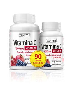 Vitamina C Premium cu Rodie 1000 mg pachet 90 capsule Zenyth, image 