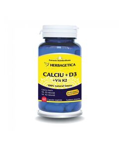 Calciu + D3 cu Vitamina K2 60 capsule Herbagetica, image 