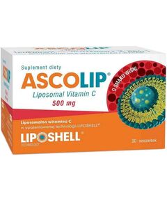 Ascolip Lipozomal Vitamina C 500 mg cu Aroma de Cirese 30 plicuri x 5 g Liposhell, image 