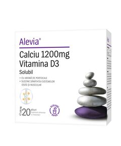 Calciu 1200mg Vitamina D3 20 plicuri Alevia, image 