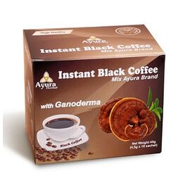 Cafea Neagra Instant cu Ganoderma 10 plicuri Ayura Herbal, image 