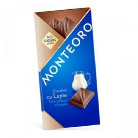 Ciocolata cu Lapte fara Zahar 90 g Monteoro, image 