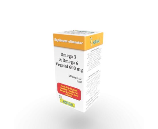 Omega 3 si Omega 6 Vegetal 600 mg 60 capsule Hofigal, image 